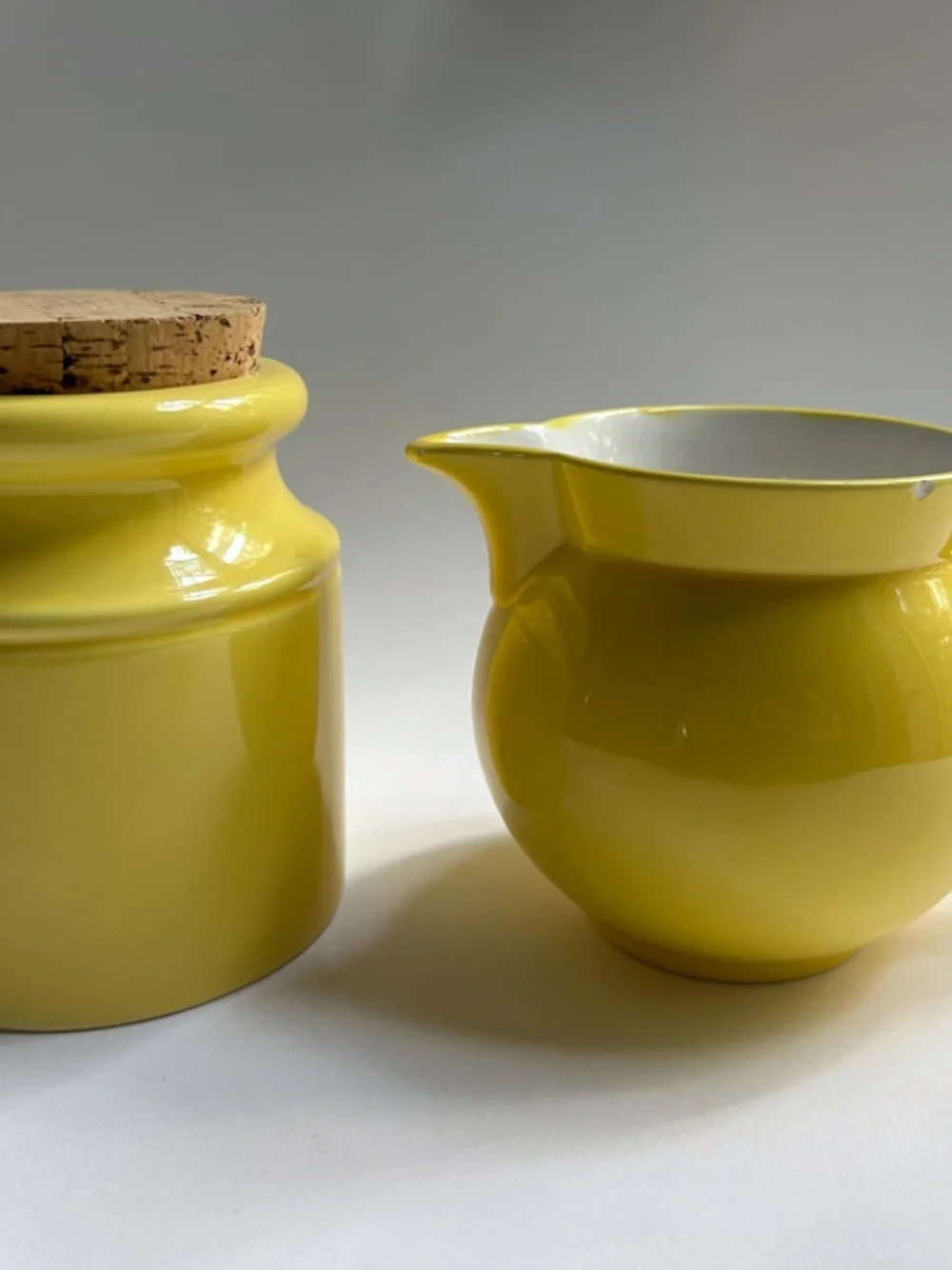 Savoir Vivre Yellow Ceramic Sugar & Creamer Set, 1980's